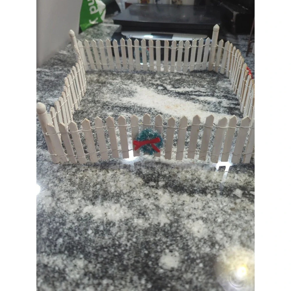 Christmas Village Accessory  White Wood Picket Fence  33
